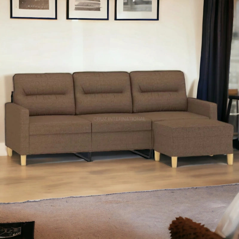 3 Seater L Shape Fabric Sofa for Living Room