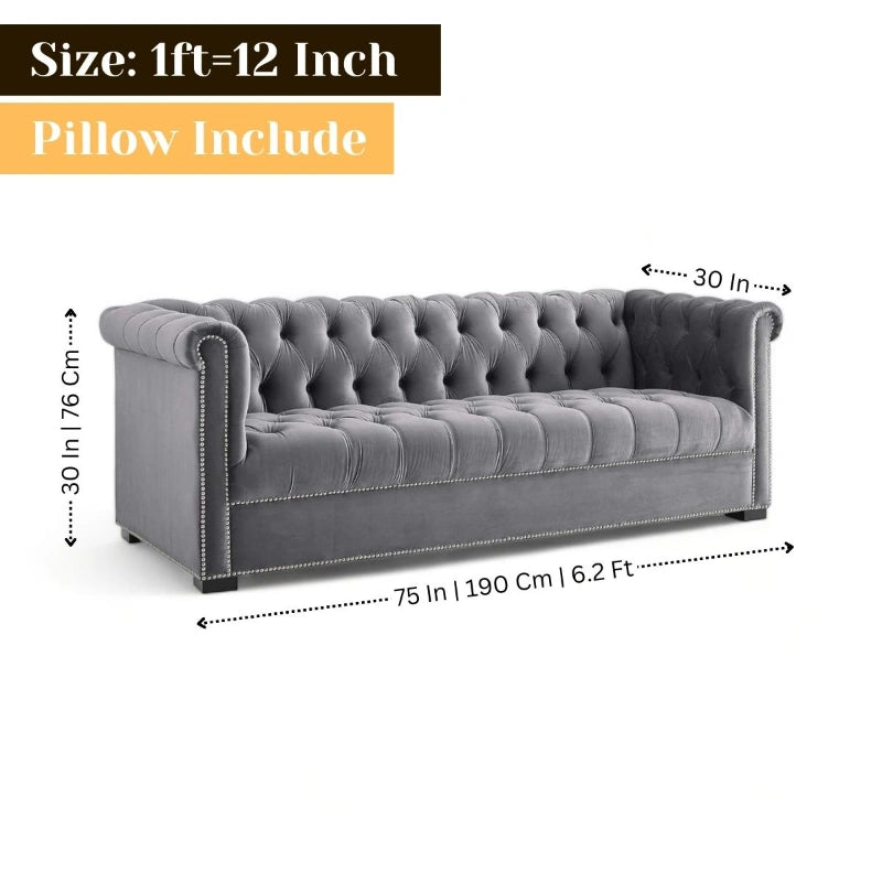 Royal Fabric 3 Seater Sofa Couch for Studio