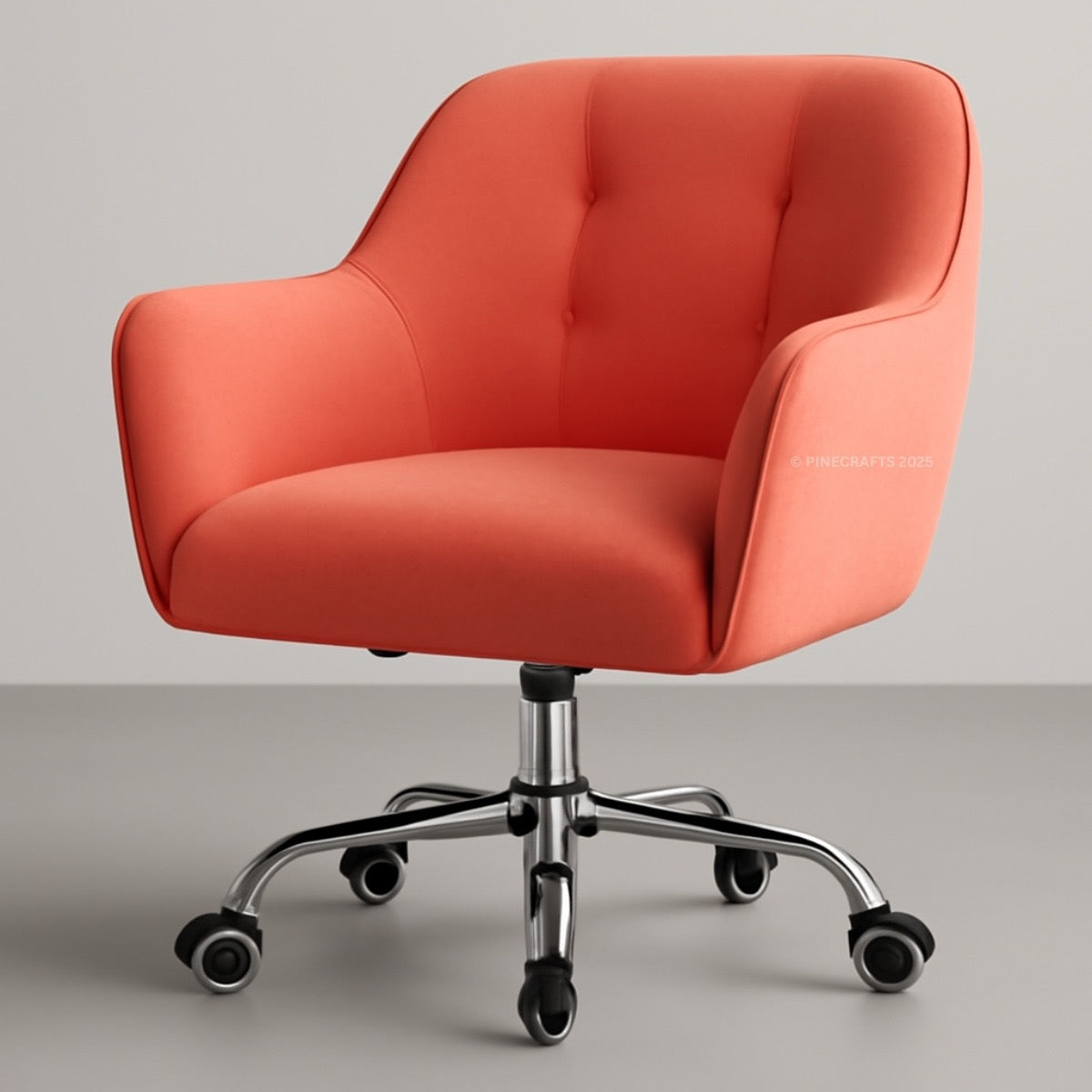 Orange office chair with a gray background