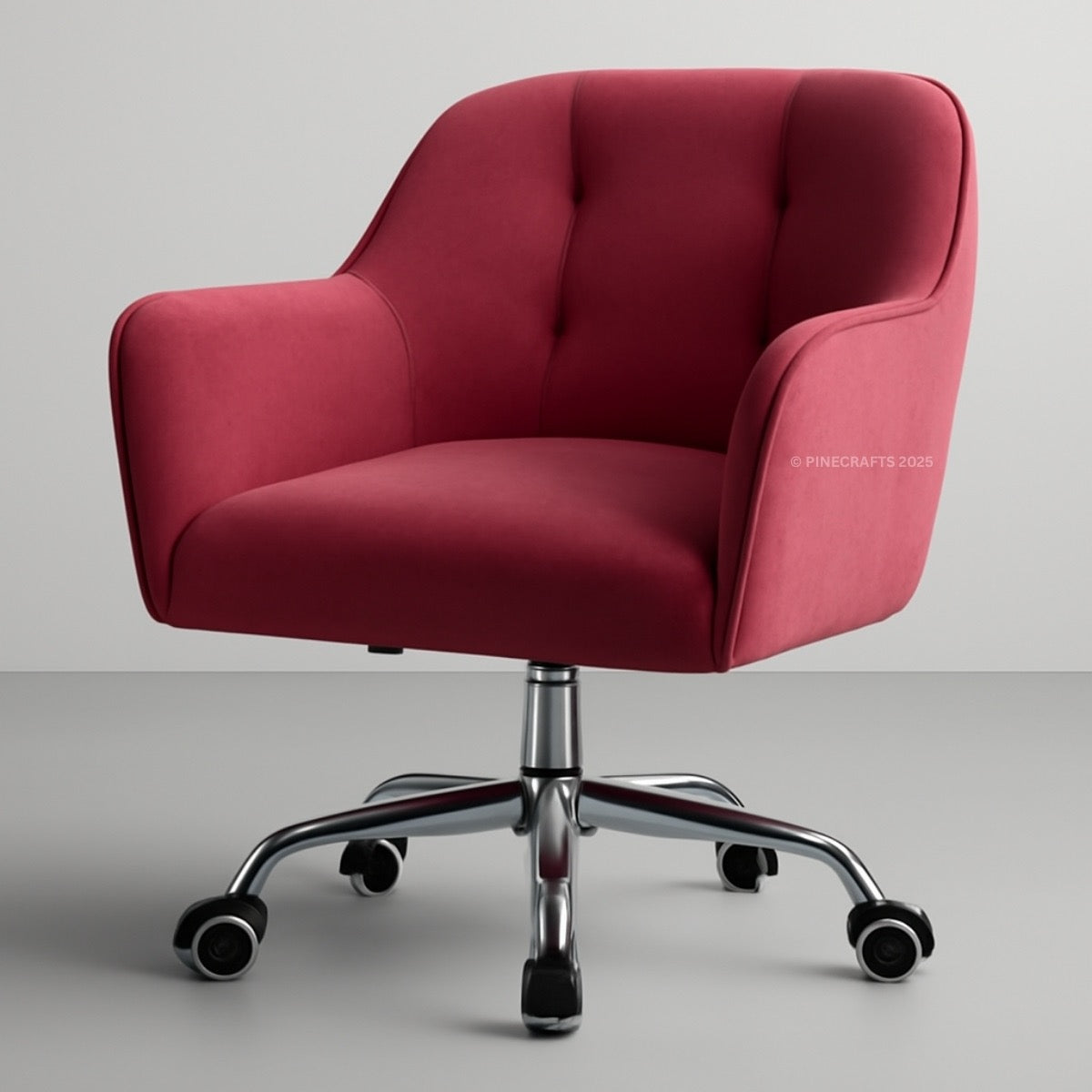 Red office chair with a gray background