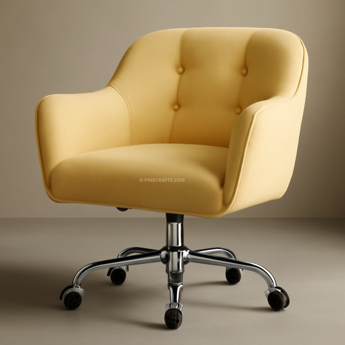 Yellow office chair with a beige background