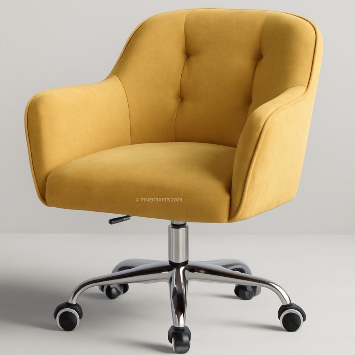 Yellow office chair with a gray background