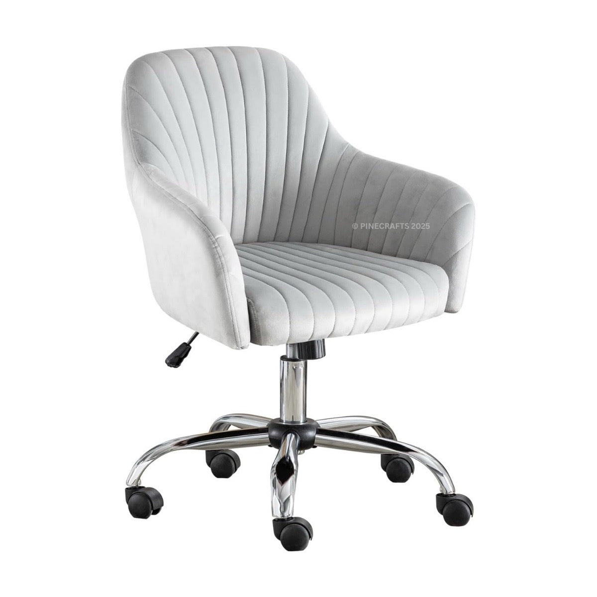 Gray office chair with ribbed texture on a white background