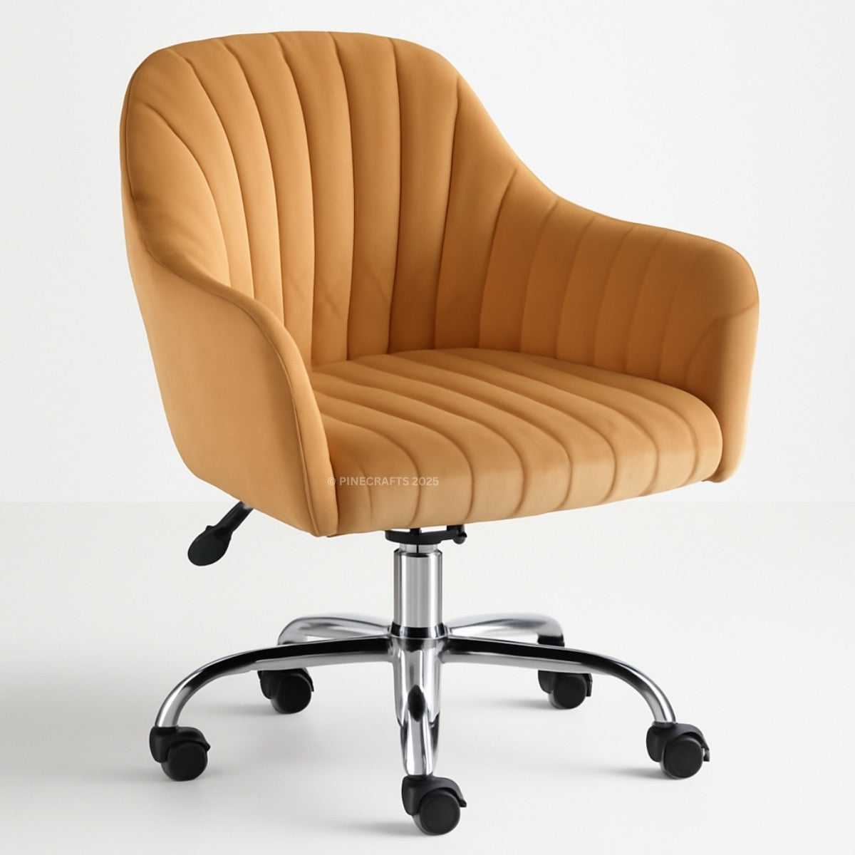 Brown office chair with ribbed texture on a white background