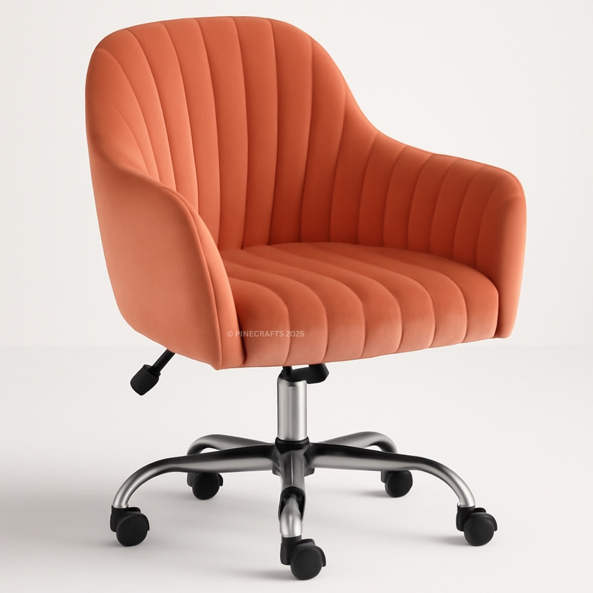 Orange office chair with a ribbed texture on a white background