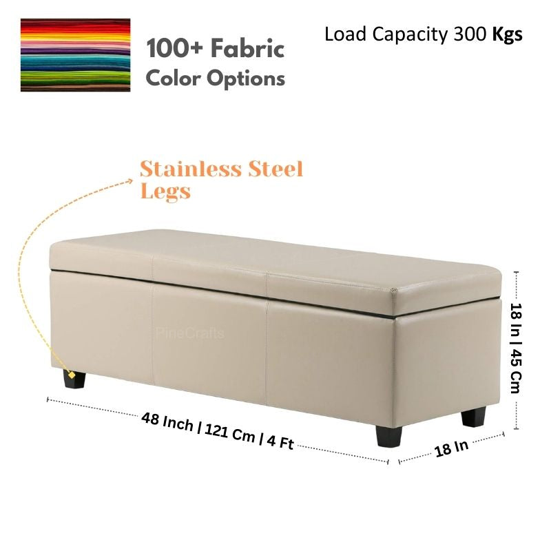 Stylish Velvet Bench Ottoman with Stainless Steel Legs