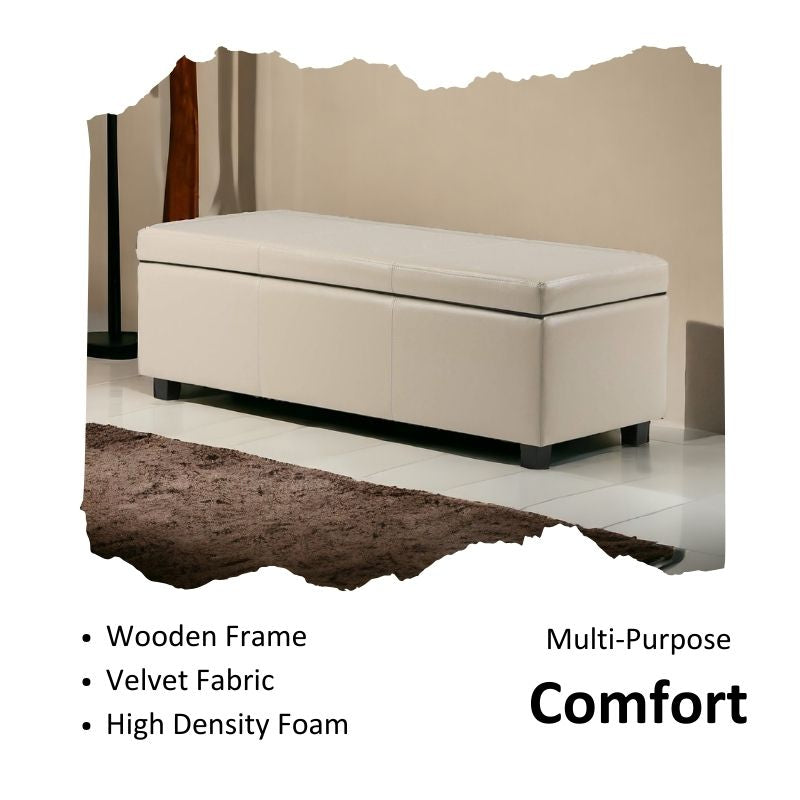 Stylish Velvet Bench Ottoman with Stainless Steel Legs