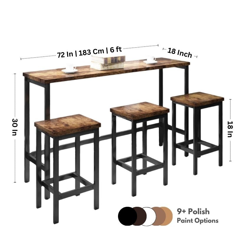 Chic Dining Table with Wooden Stool