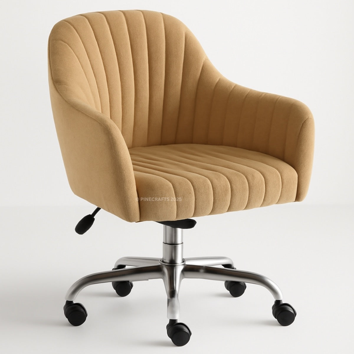 Beige office chair with ribbed texture on a white background