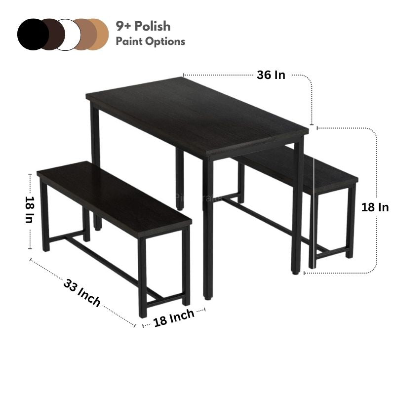 Rustic Wood Dining Table Set with Bench
