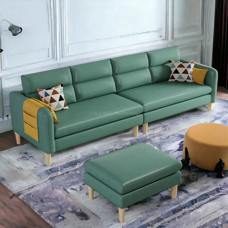 Retro Cute Look 3 Seater L Shape Fabric Sofa
