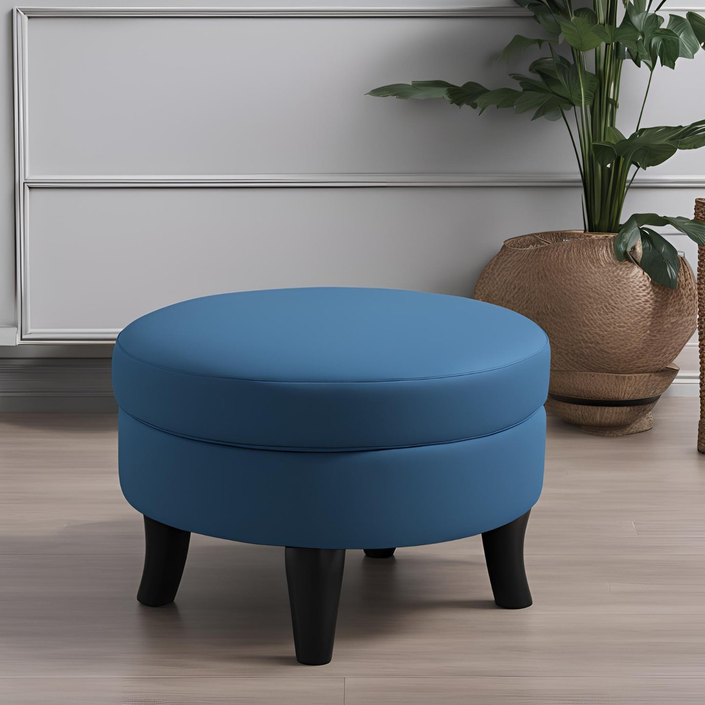 PineCrafts Living Room Puffy Ottoman (Blue)