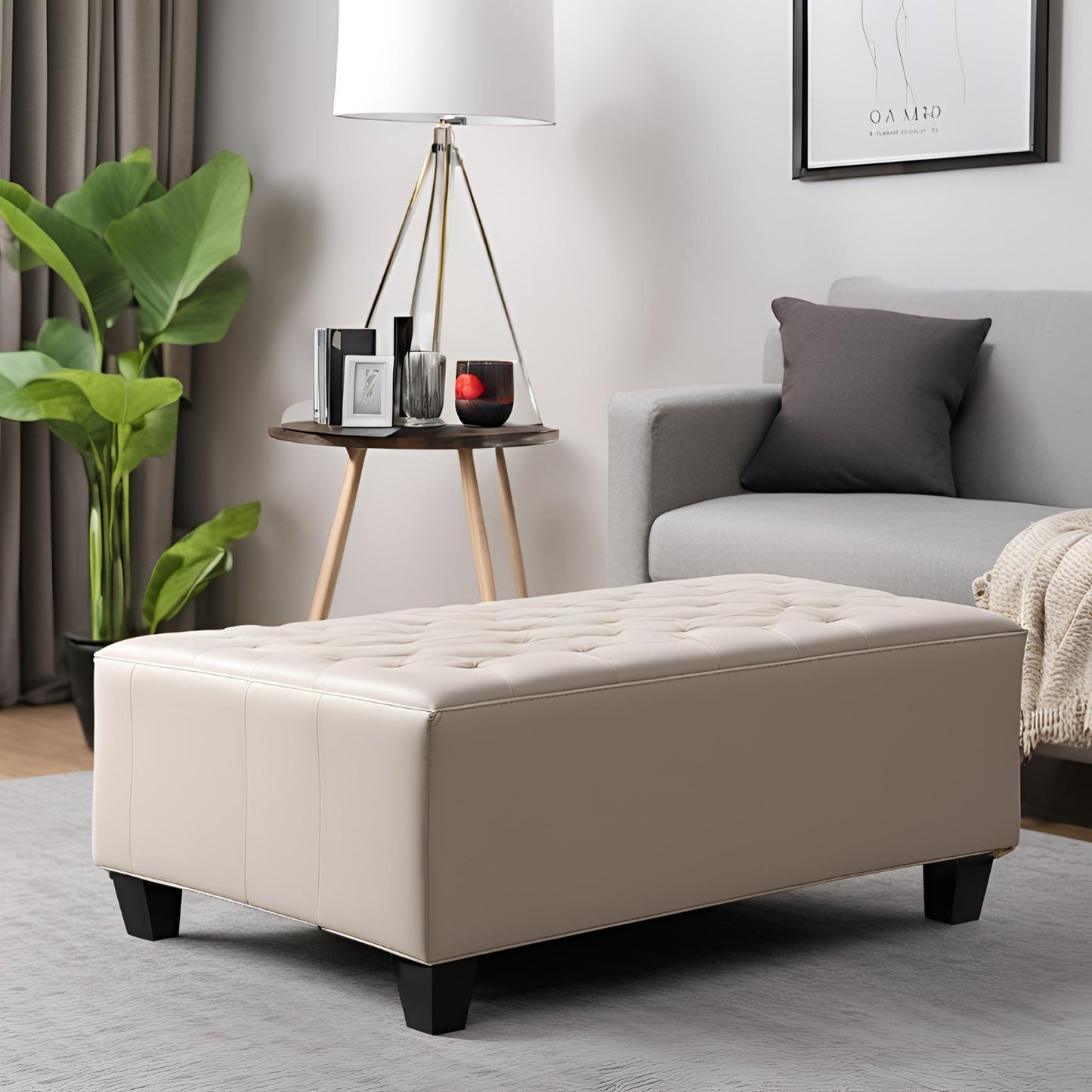 Modern Wooden Bench with Cushion