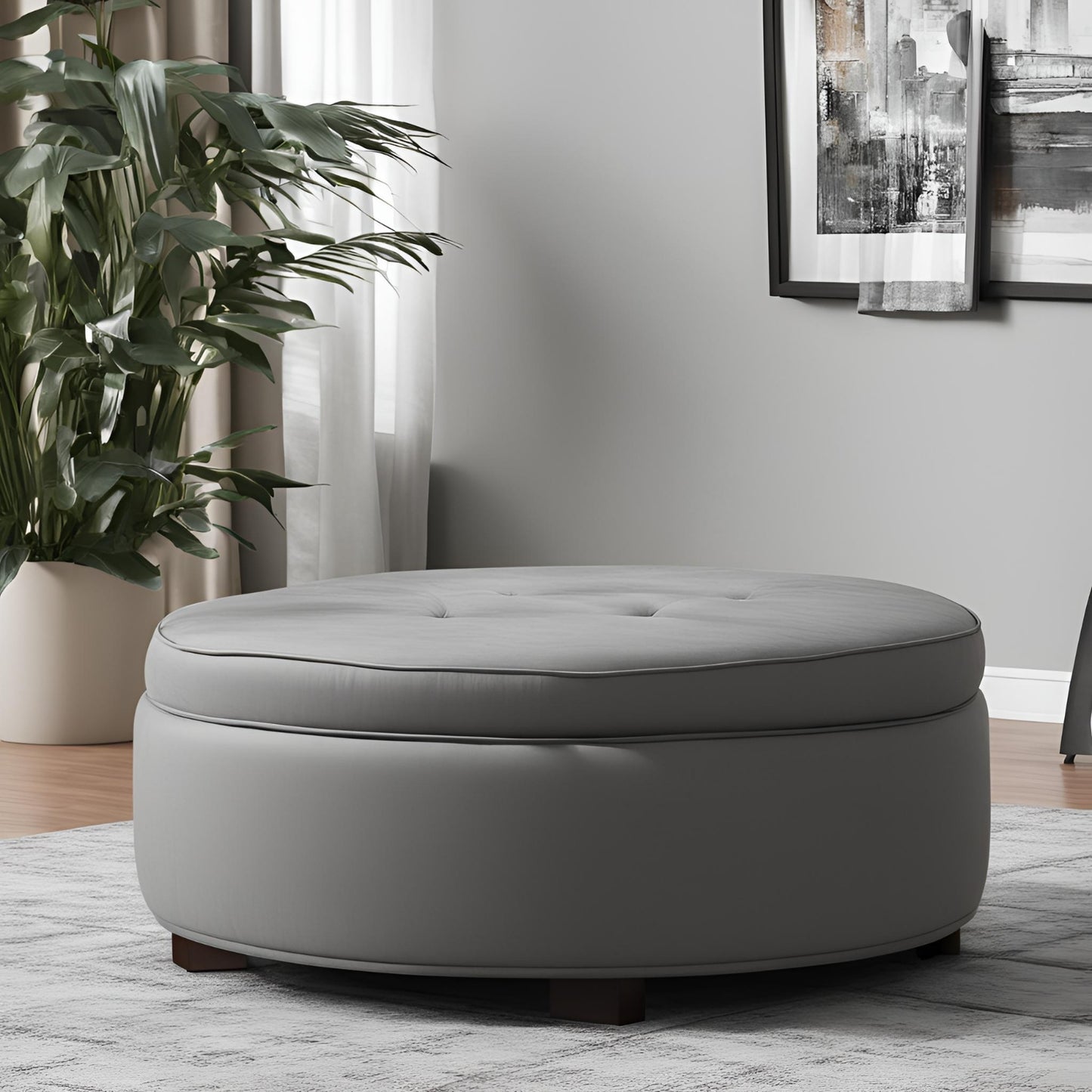 Standard Size Living Room Ottoman (Grey)