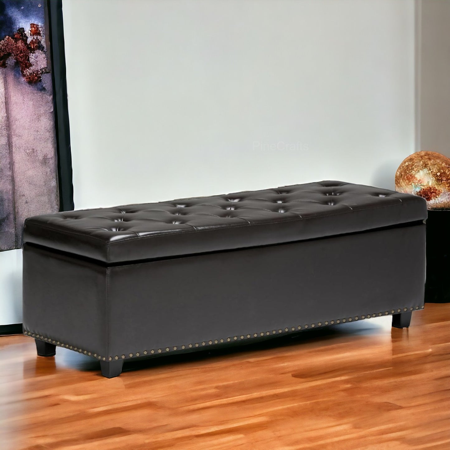 Velvet Bench Ottoman with Glossy