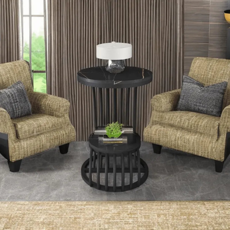 RegalMarble Iron End Table CRUZ INTERNATIONAL
