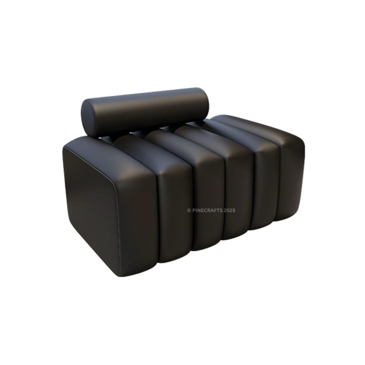 Black foam roller on a white background