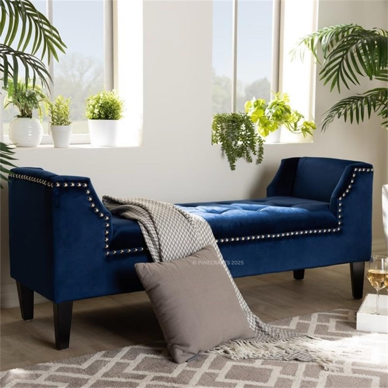 Velvet Ottoman Bench Settee