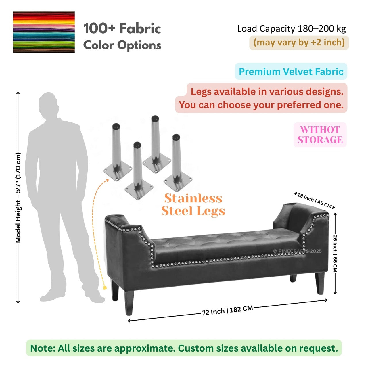 Velvet Ottoman Bench Settee