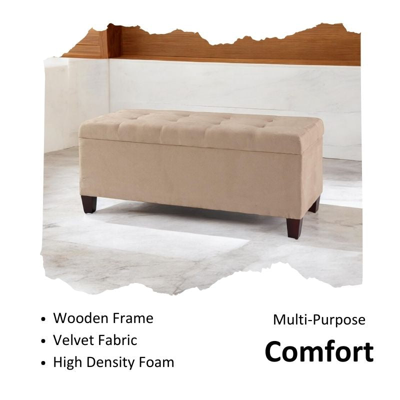 Velvet Bench Ottoman with Glossy