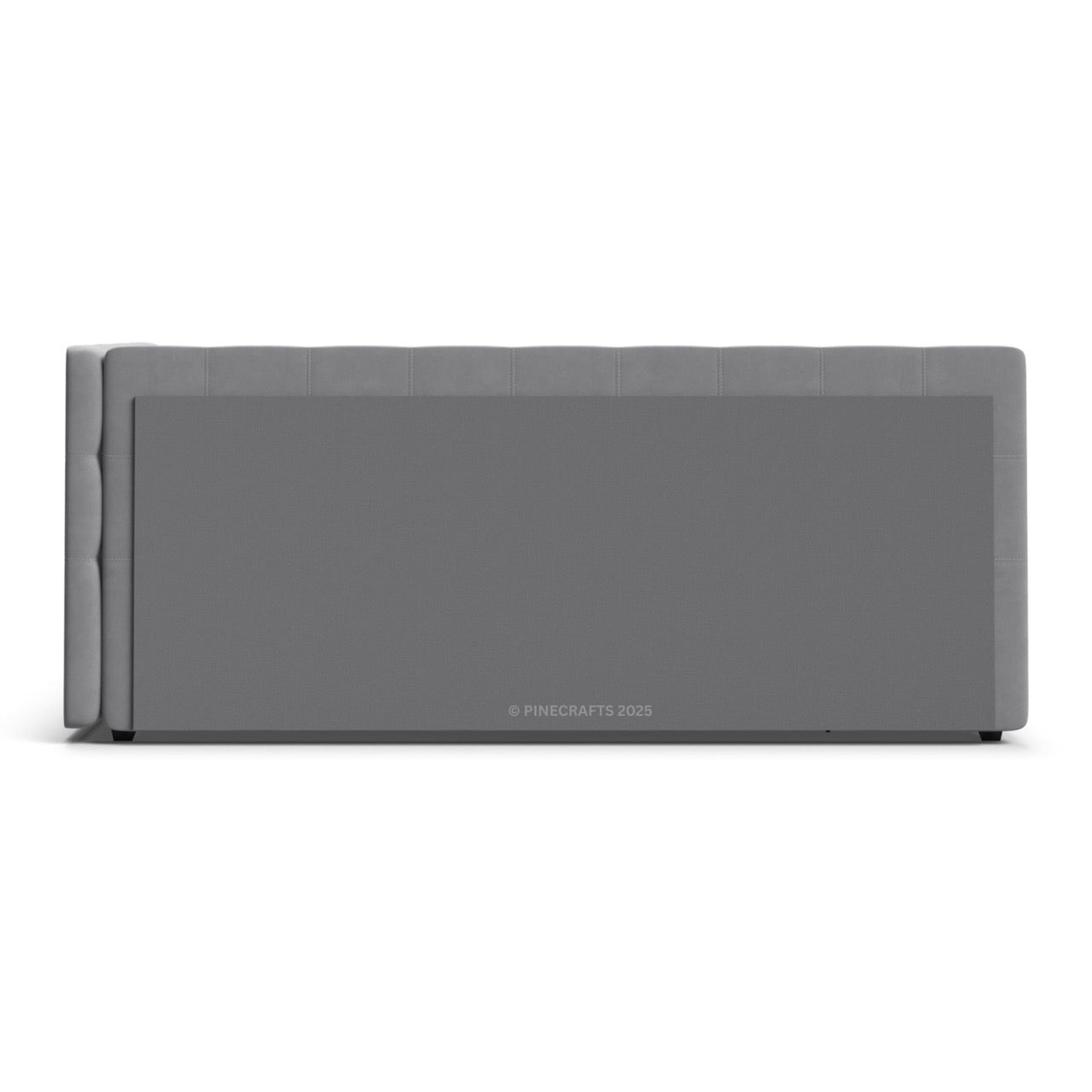 Gray rectangular object with 'Pinecrafts' branding on a white background