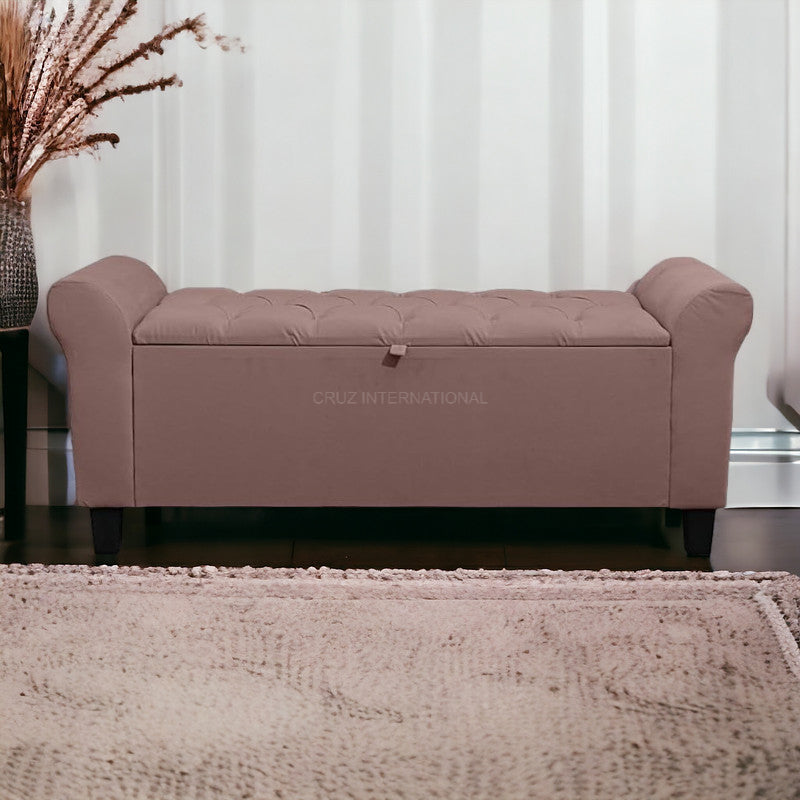 Velvet Fabric Ottoman Bench Couch with storage