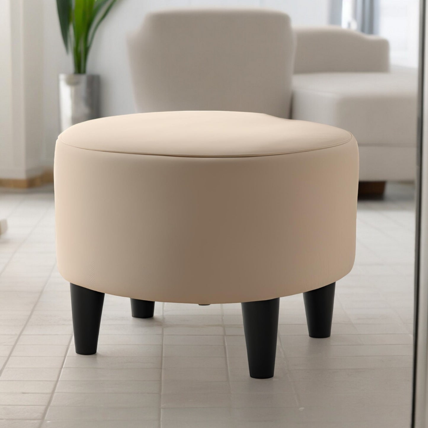 PineCrafts Living Room Puffy Ottoman (Beige)