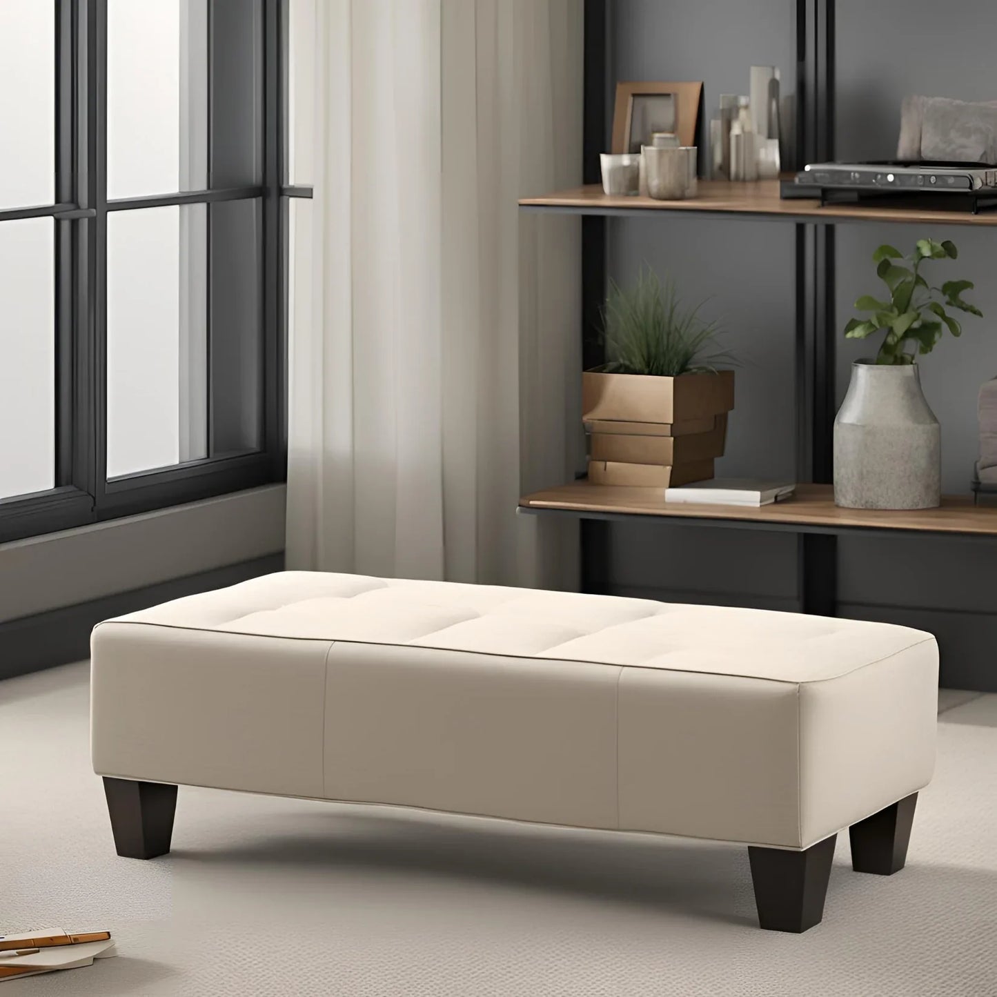 Vintage Wooden Bench with Cozy Seat - Ottoman - CRUZ INTERNATIONAL - Furniture Store