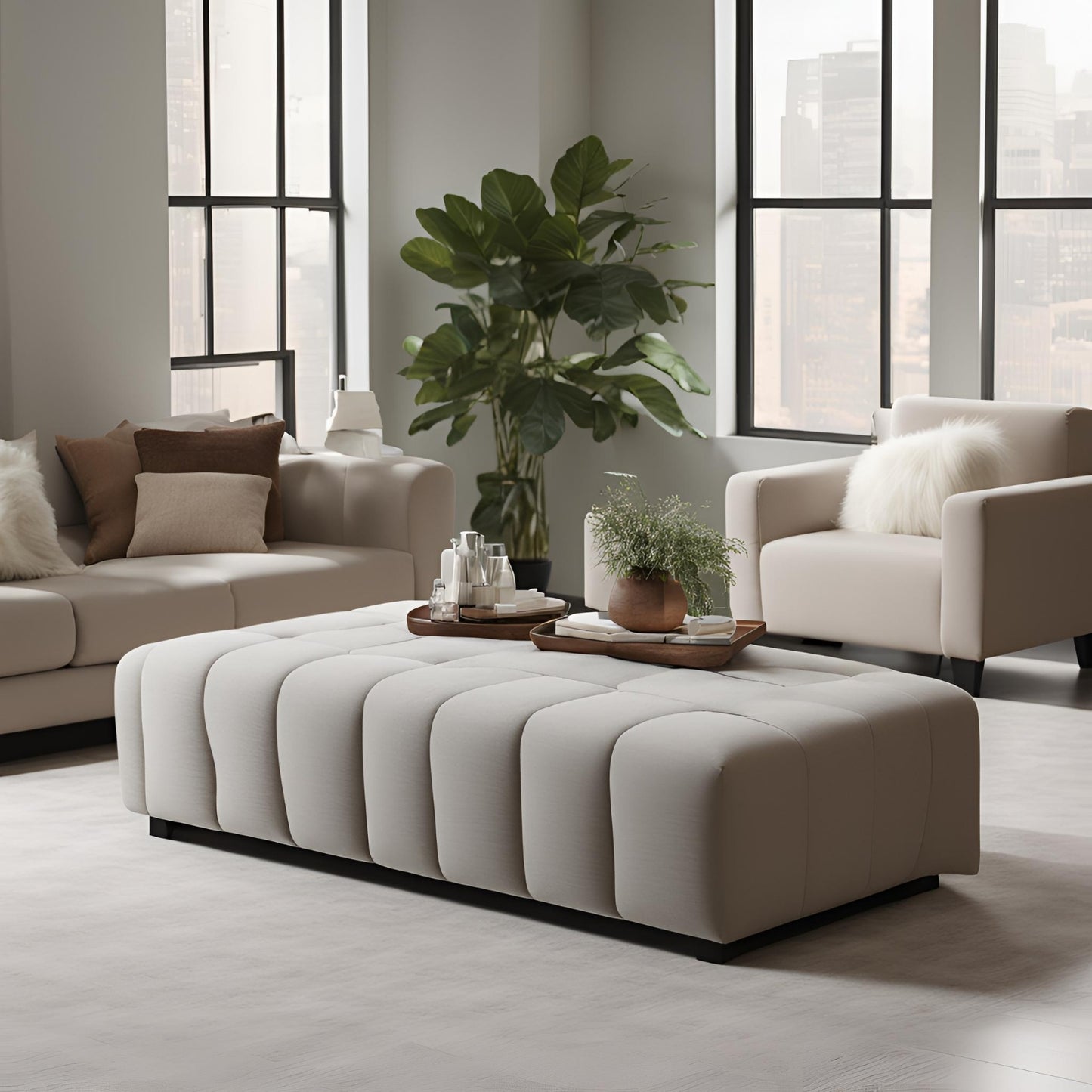 Luxury Wooden Bench with Velvet Cushion