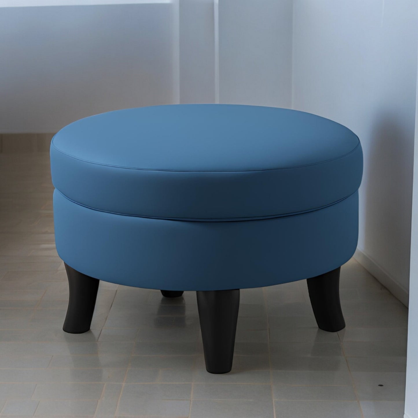 PineCrafts Living Room Puffy Ottoman (Blue)