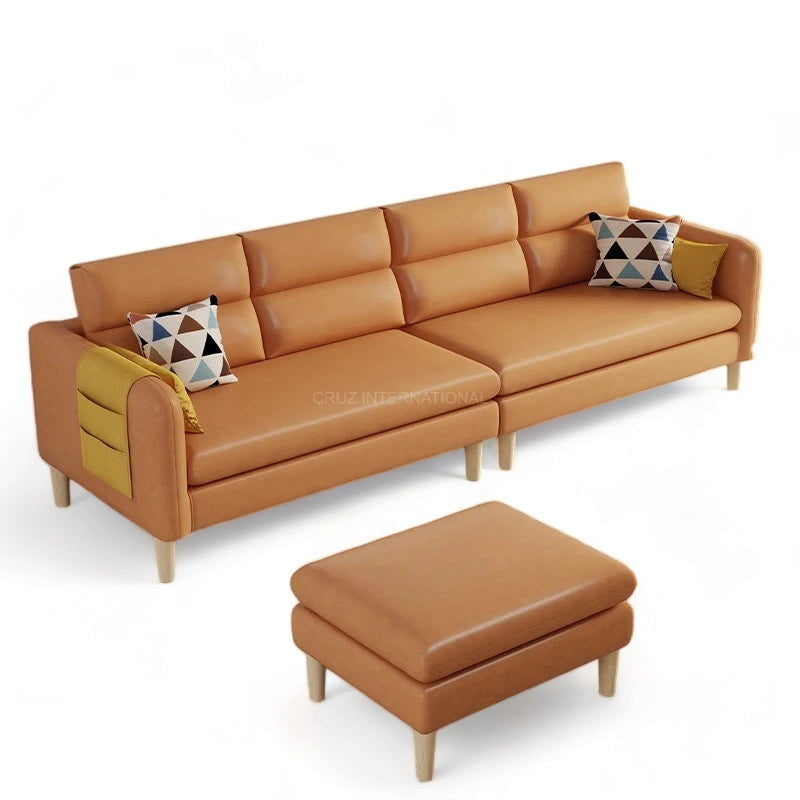Retro Cute Look 3 Seater L Shape Fabric Sofa