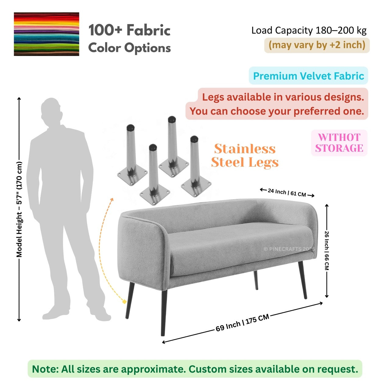 Compact Premium Velvet Sofa for Living Room