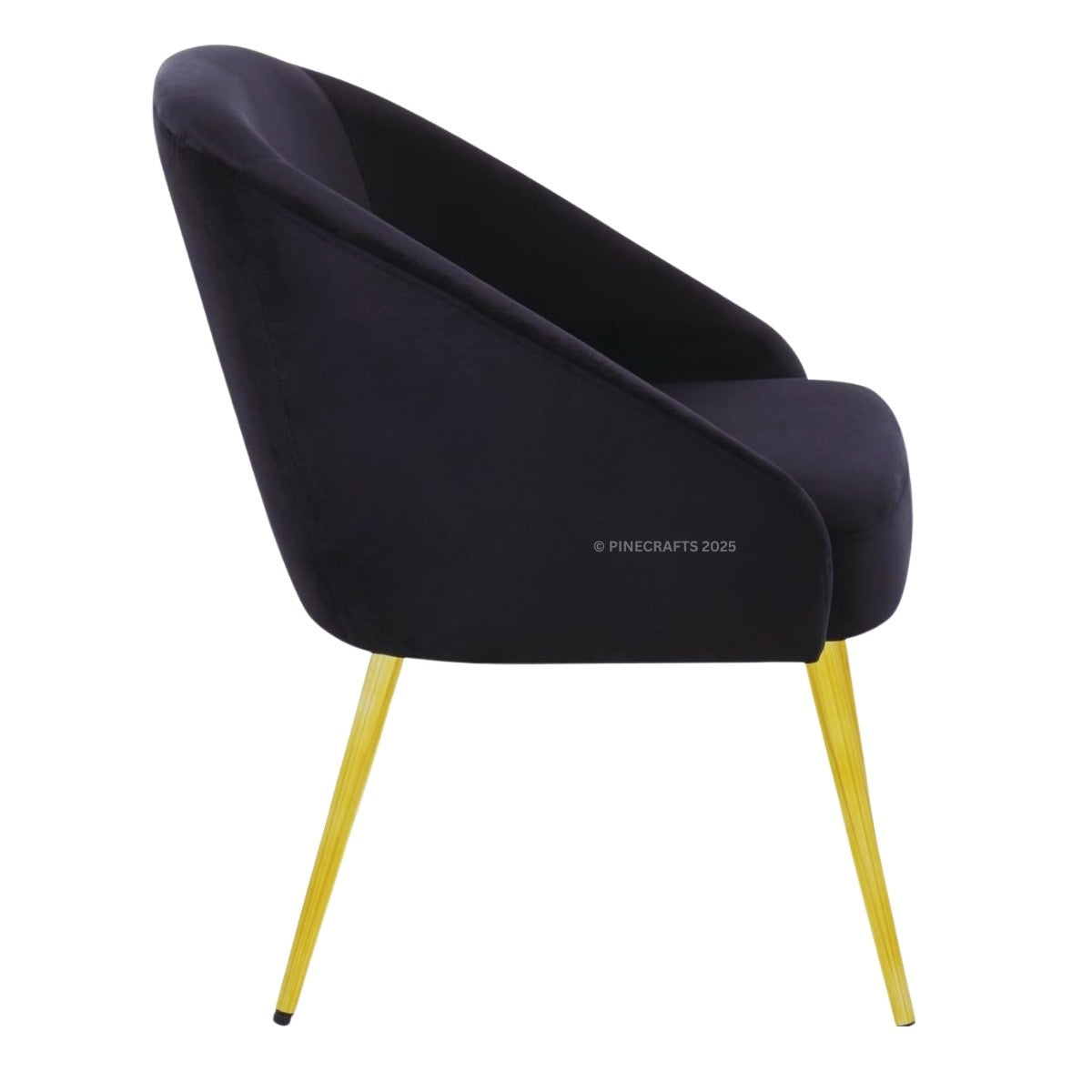 Black chair with yellow legs on a white background