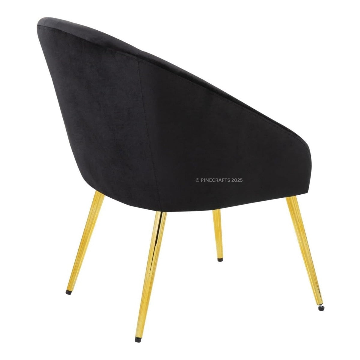 Black chair with gold legs on a white background