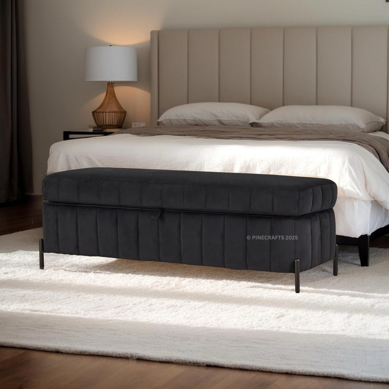 Black mattress on a bed in a bedroom setting