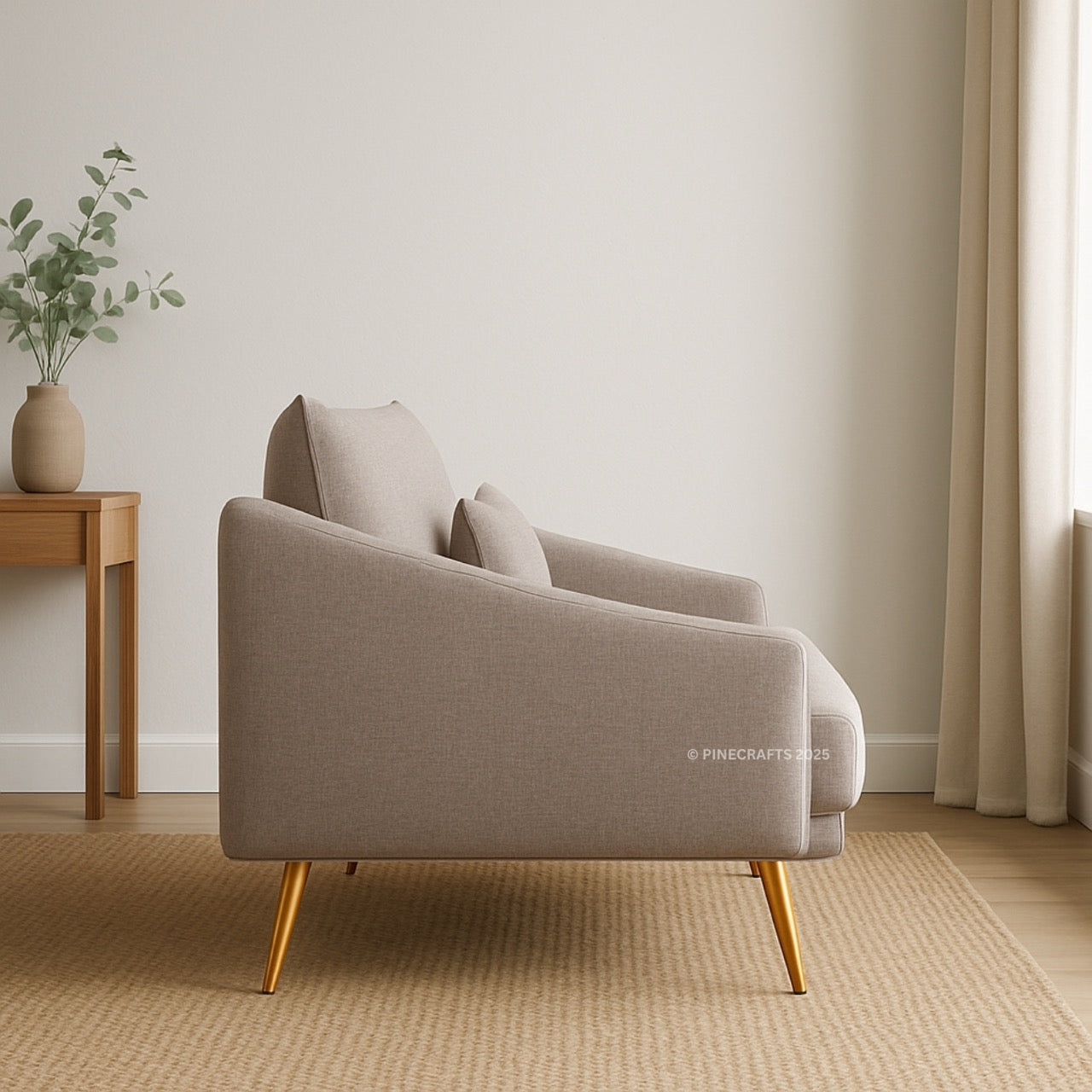 Elegant Tufted Fabric Sofa