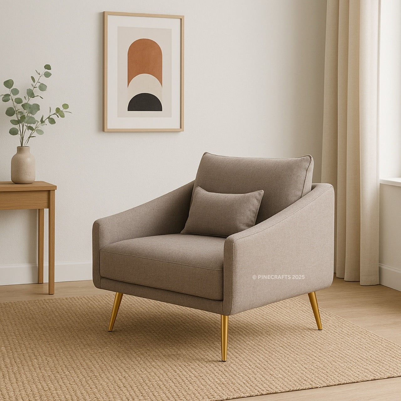 Elegant Tufted Fabric Sofa