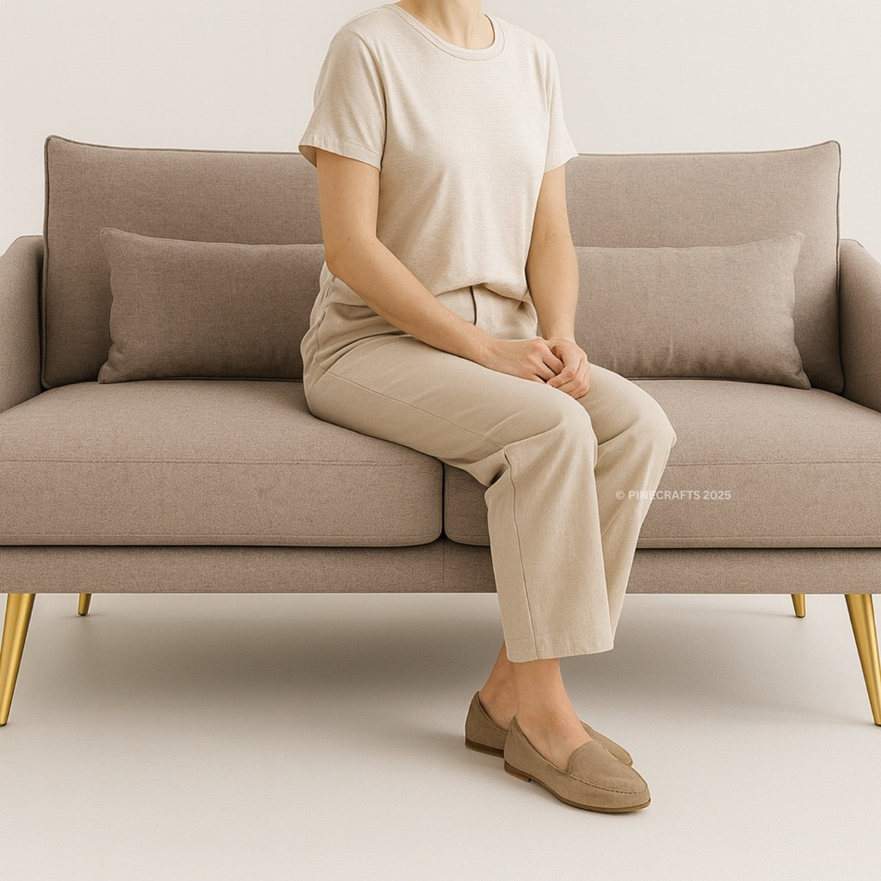Elegant Tufted Fabric Sofa