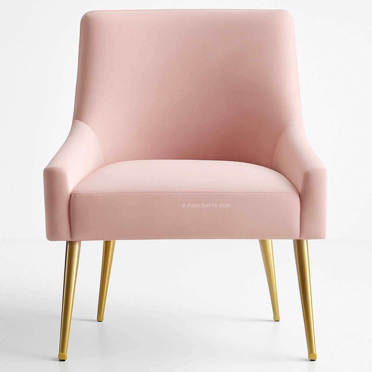 Pink chair with gold legs on a white background
