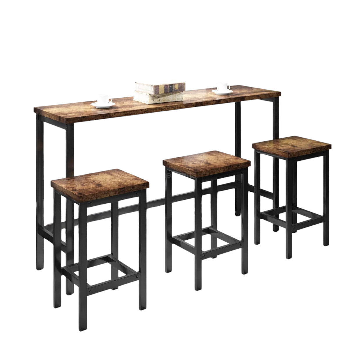 Chic Dining Table with Wooden Stool