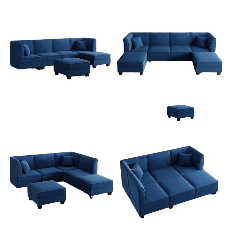 Retro Cute Look 3 Seater L Shape Fabric Sofa