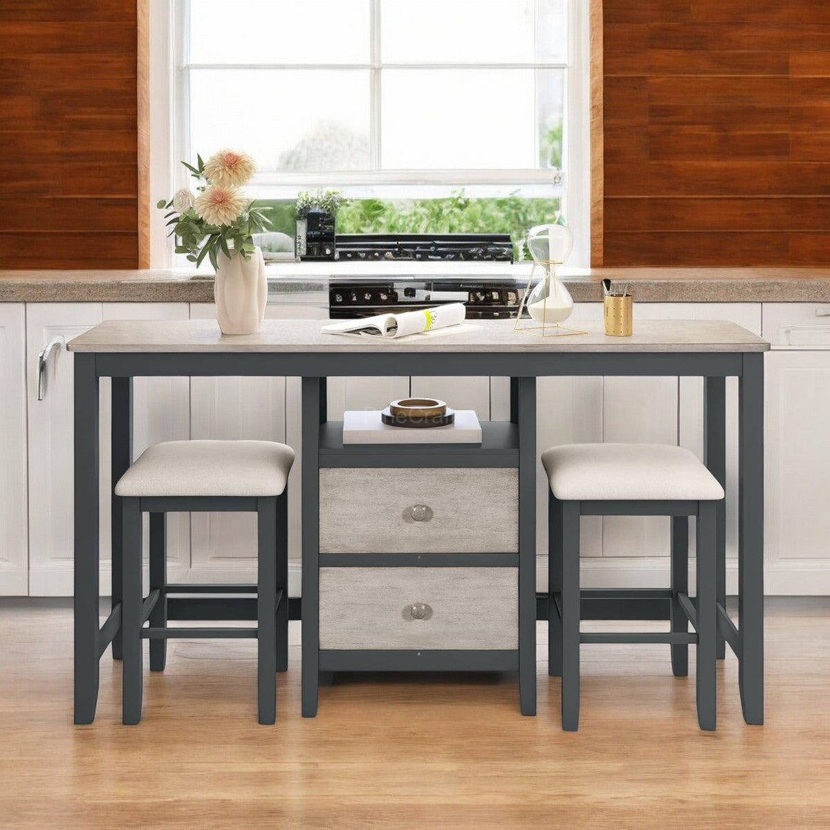 Space-Saving Dining Table with Stool