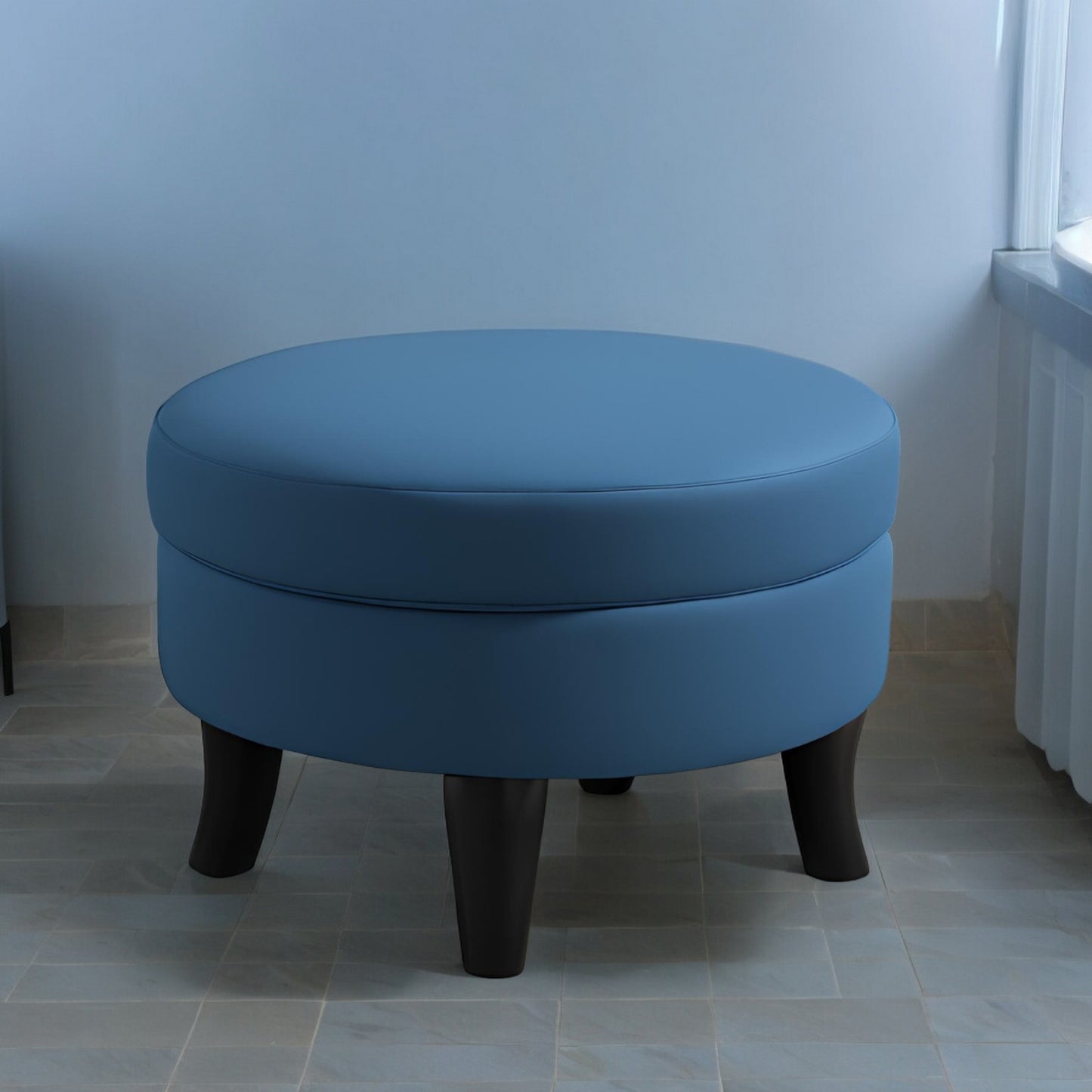 PineCrafts Living Room Puffy Ottoman (Blue)