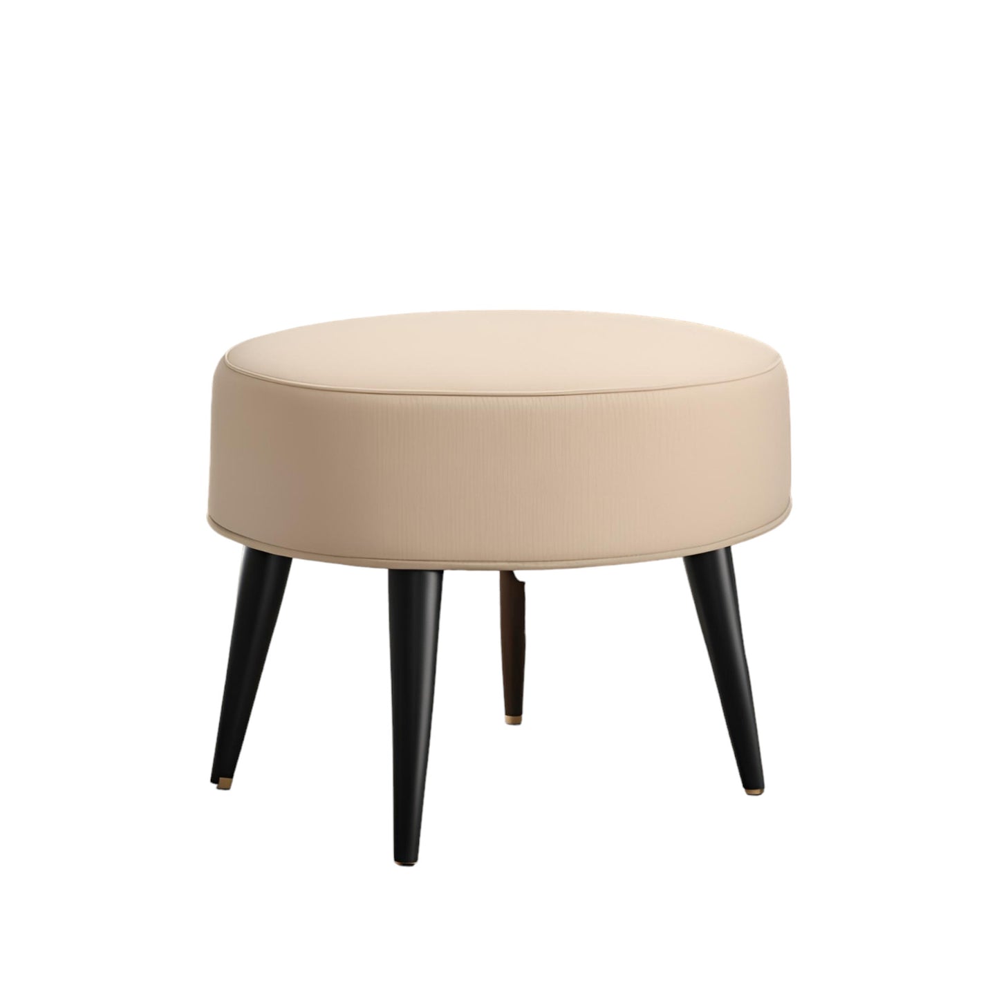 PineCrafts Circle Puffy Ottoman (Beige+Black)