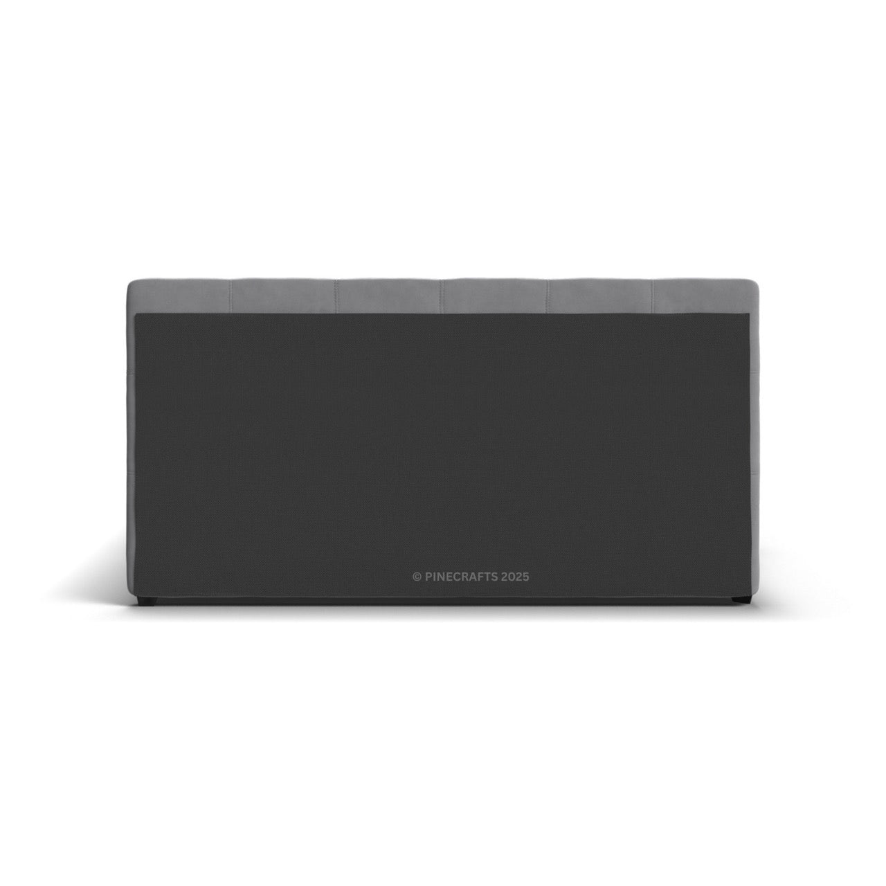 Black rectangular product with gray top on a white background