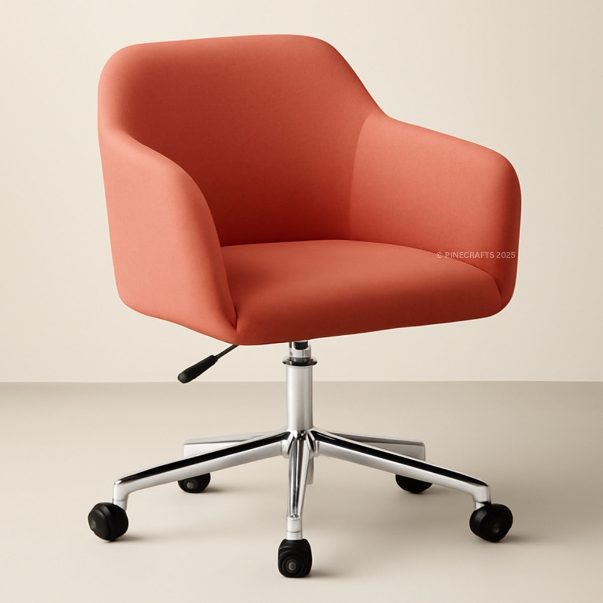Red office chair with a beige background