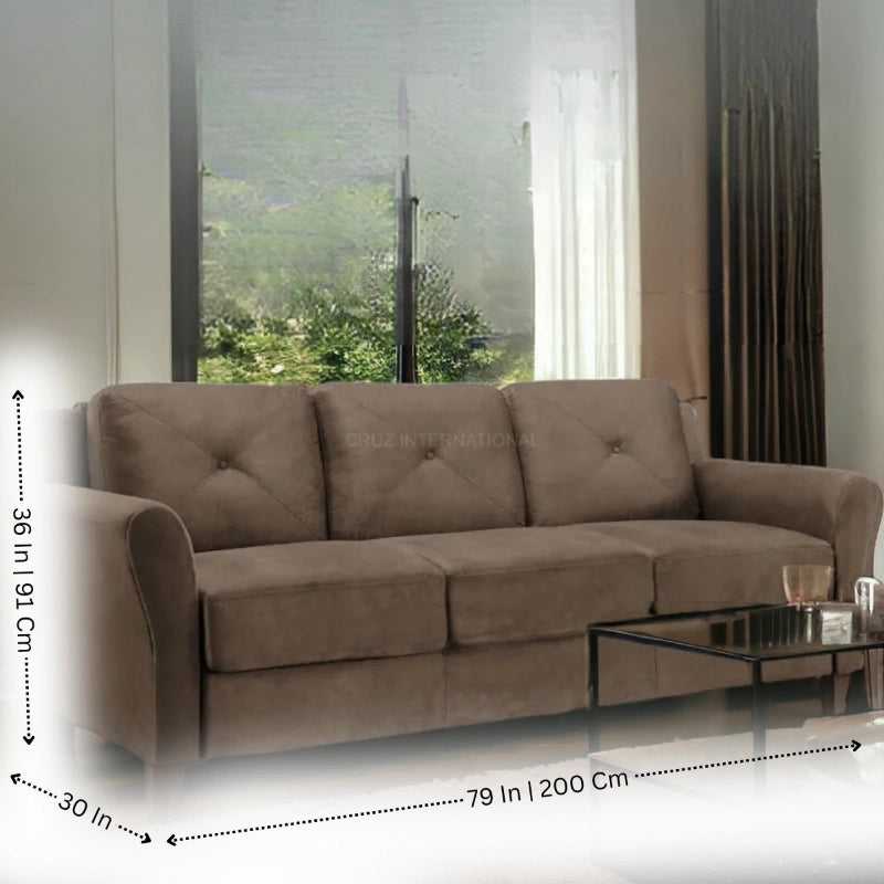 Modern Cute Look 3 Seater Fabric Sofa