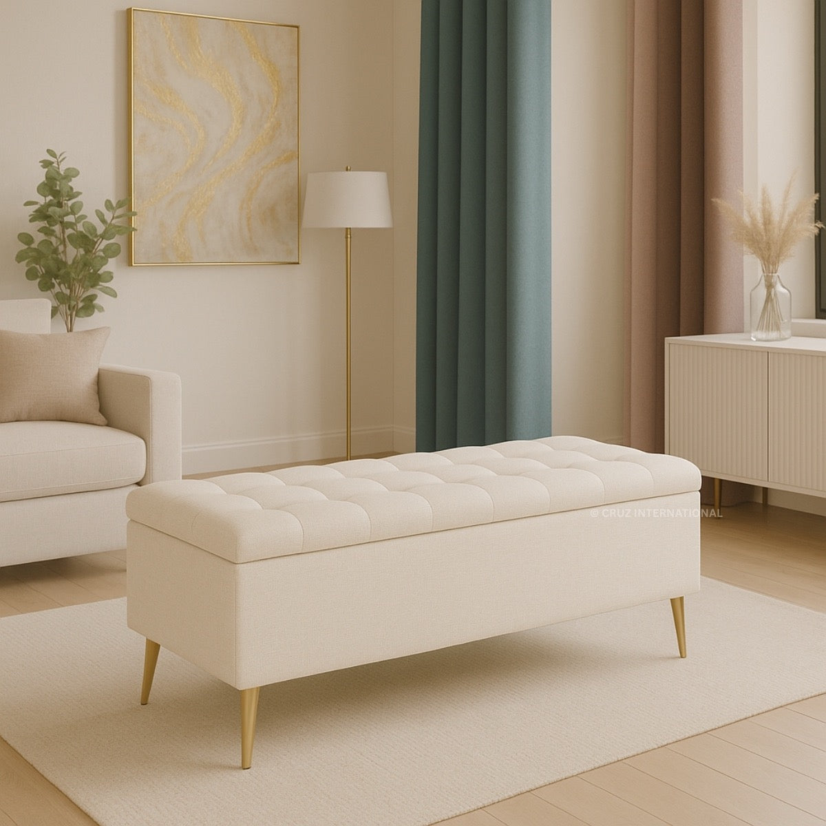 Premium Bench & Ottoman | Solid Wood