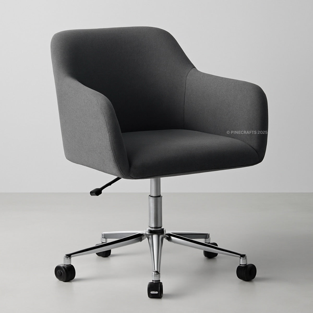 Gray office chair with a modern design on a white background