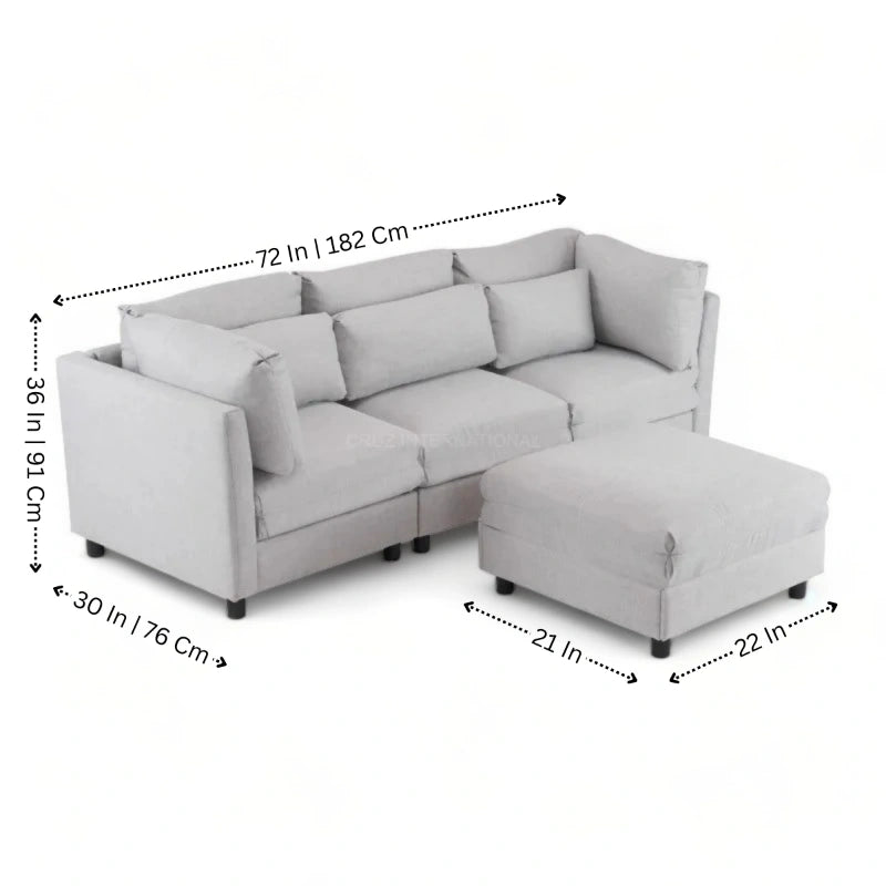 Modern Cute Look 4 Seater L Shape Fabric Sofa